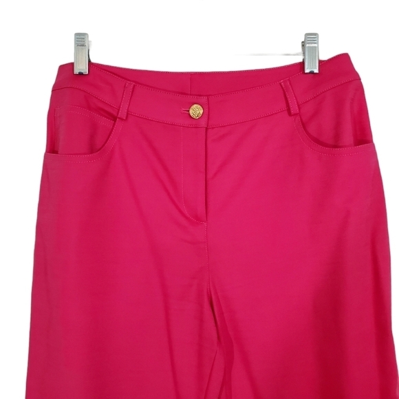 St. John Sport Hot Pink Stretch Straight Leg Pants - Picture 2 of 9